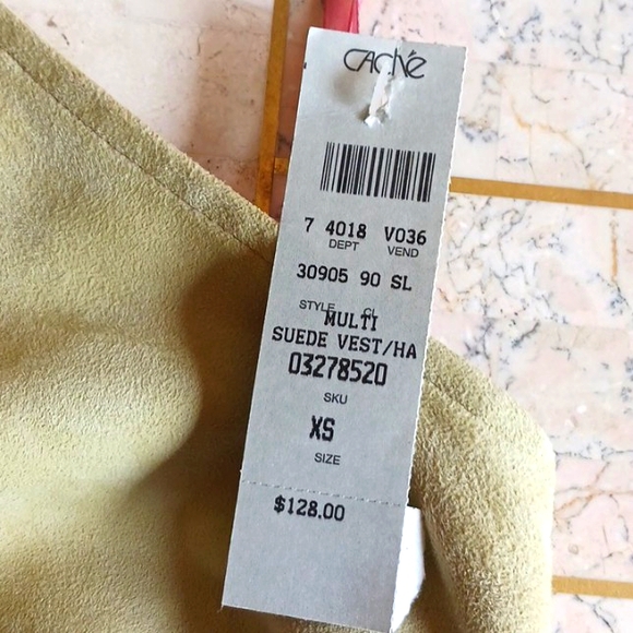 Vintage-One Of A Kind, multi color block suede vest..sz..XS.."Cache", New w/tags - Picture 2 of 15